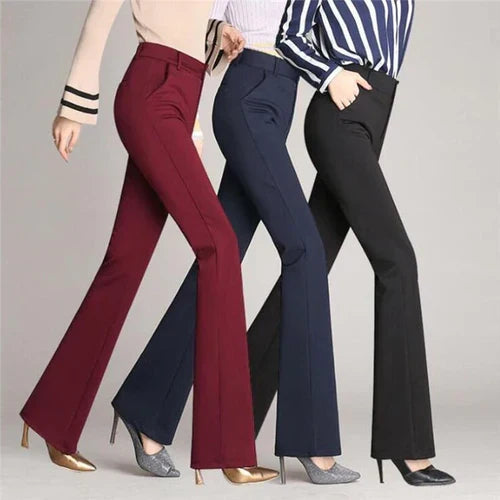 Slanke Uitlopende High Waist Broek – Mila