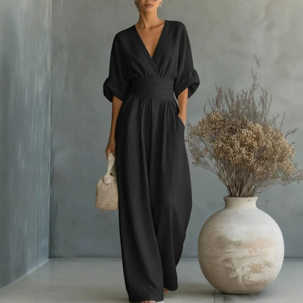 Zomerse casual jumpsuit met V-hals