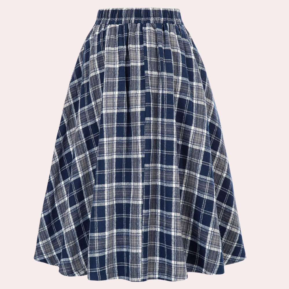 Stijlvolle High-Waist A-Lijn Rok met Ruitpatroon - Maëlle