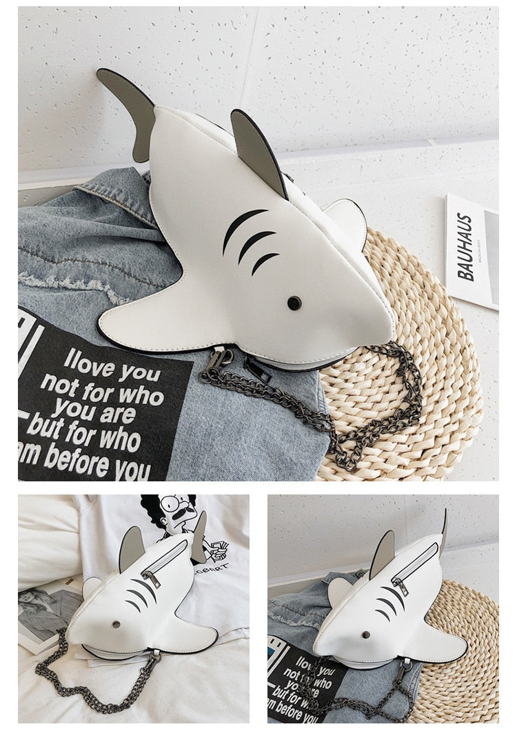Fashion Shark Shaped Chains Crossbody Bag