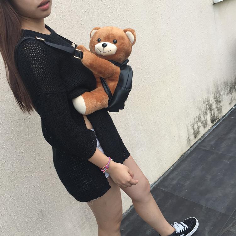 Teddy Bear Leather Backpack