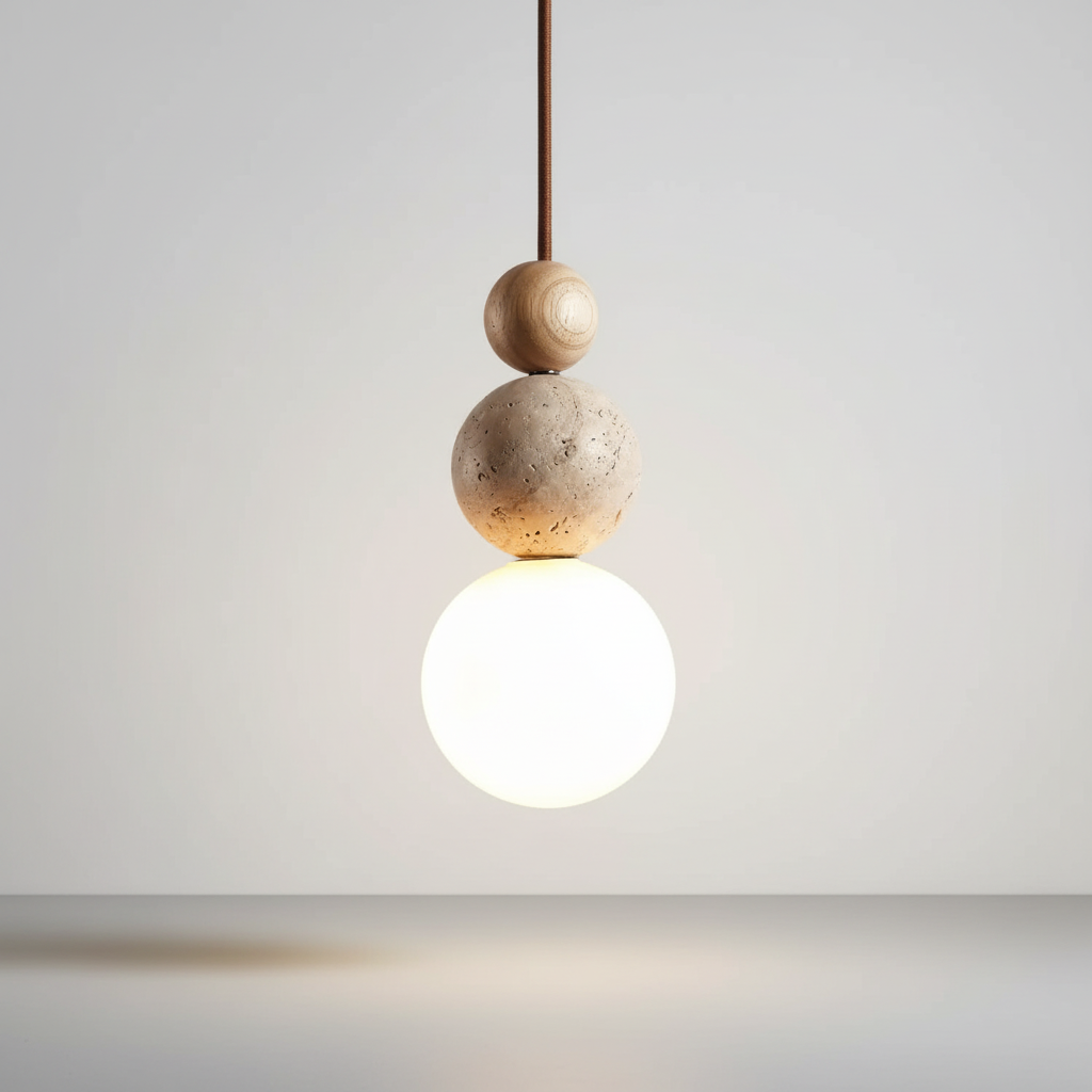 Hanglamp Travertijn Hout - WoodSphere
