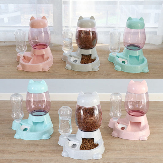 Pet Dot Cat Water & Food Feeder & Dispenser Bowl