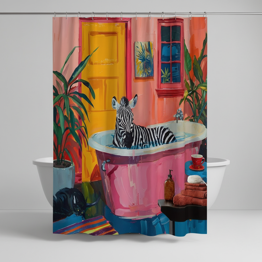 Kunstzinnig Polyester Douchegordijn - ZebraLuxe