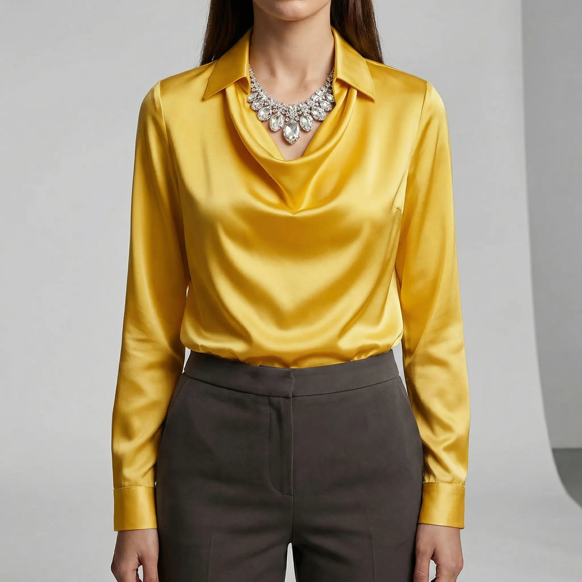 Gedrapeerde blouse met lange mouwen - Ceylin