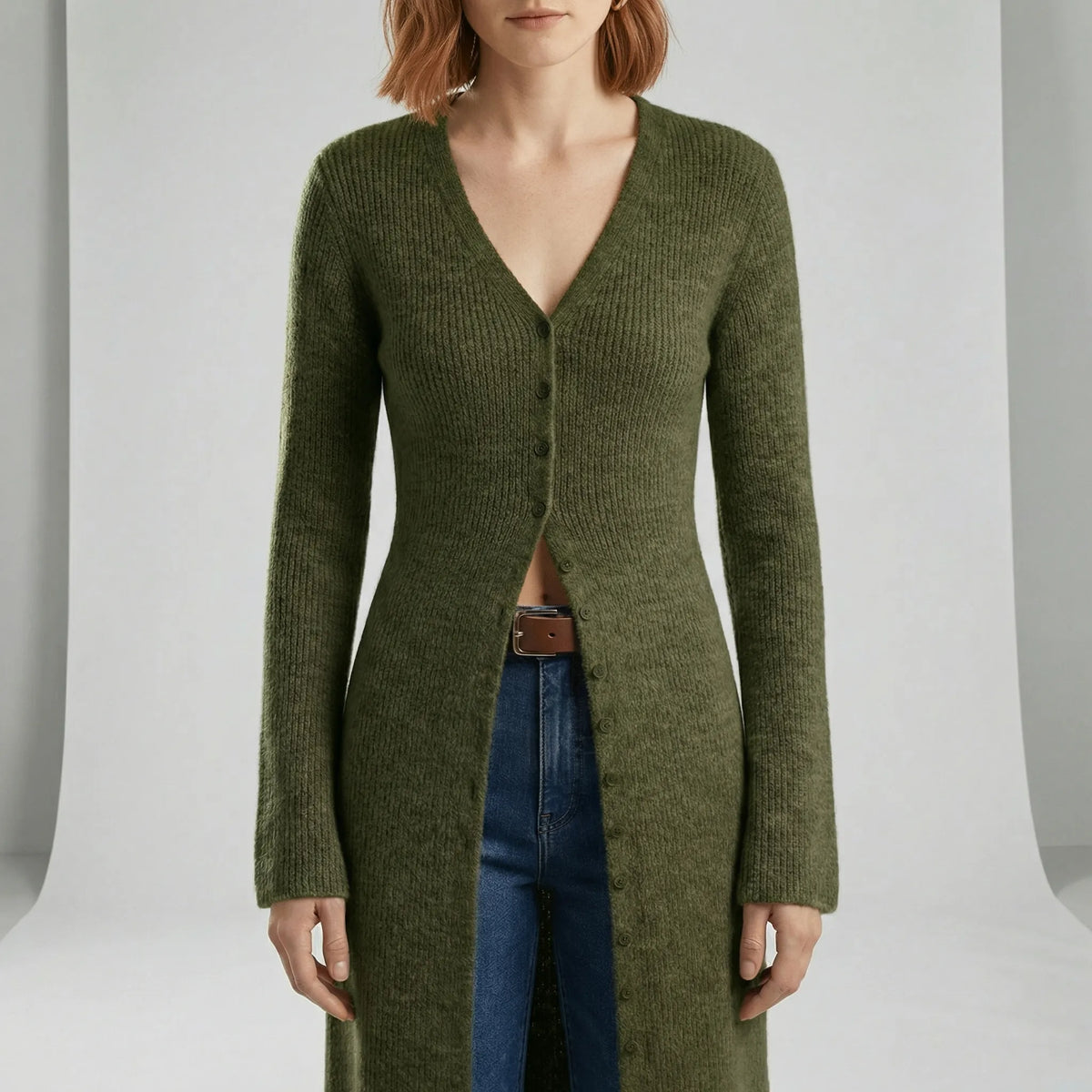 Longline-cardigan met knoopsluiting - Lisann