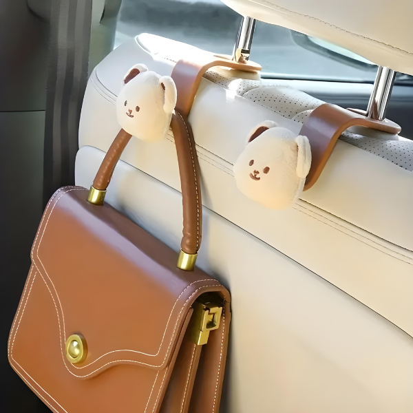 Auto-rugleuninghaken met berenmotief – handige opbergoplossing voor onderweg (1+1 gratis)