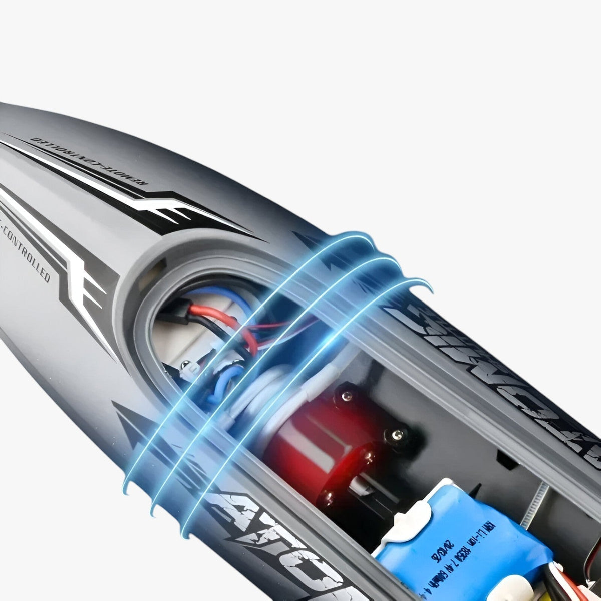 Hoogpresterende raceboot AquaX – RC-snelboot met waterkoeling & automatische reset