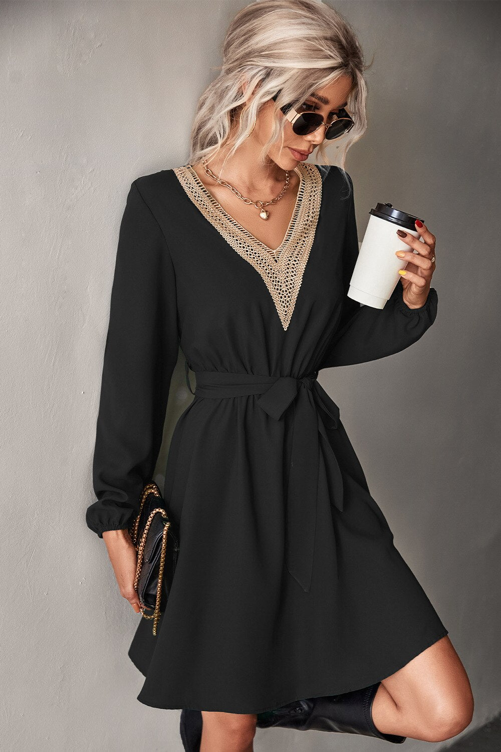 Elegant Lace Stitching Dress