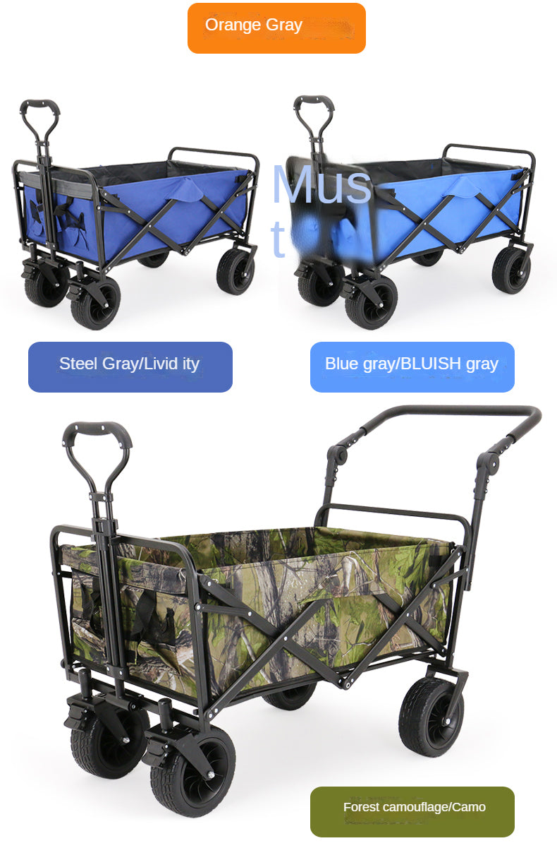 Collapsible Folding Wagon, Heavy Duty Utility Beach Wagon Cart with Removable Wheels, Large Capacity Foldable Grocery Wagon