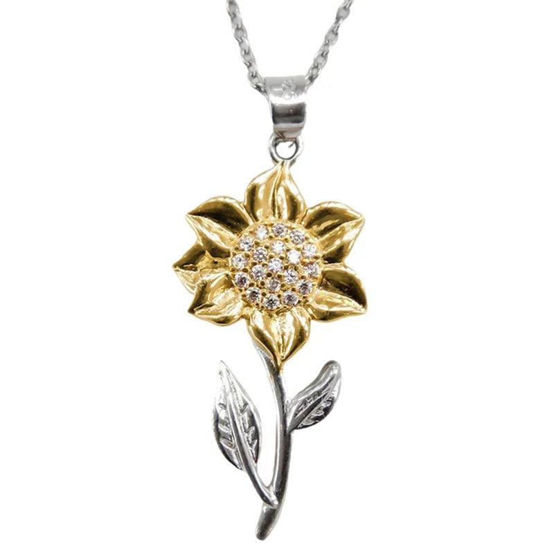 Gouden Damesketting van Sterling Zilver met Zonnebloemhanger – Marélie