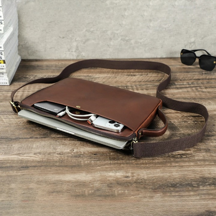 Laptoptas van echt leer - LeatherMate