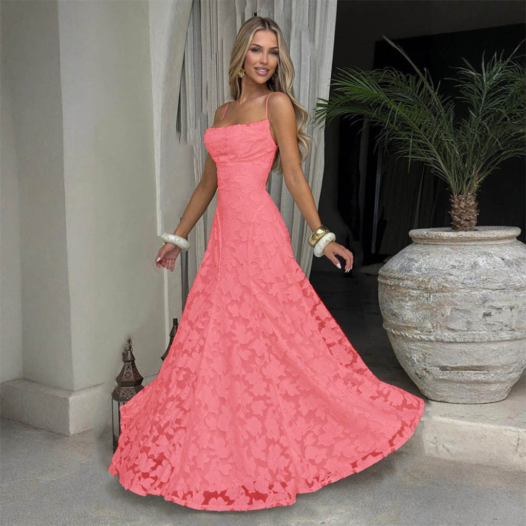 Zomerse sexy chiffon jurk met bandjes en elegante open rug