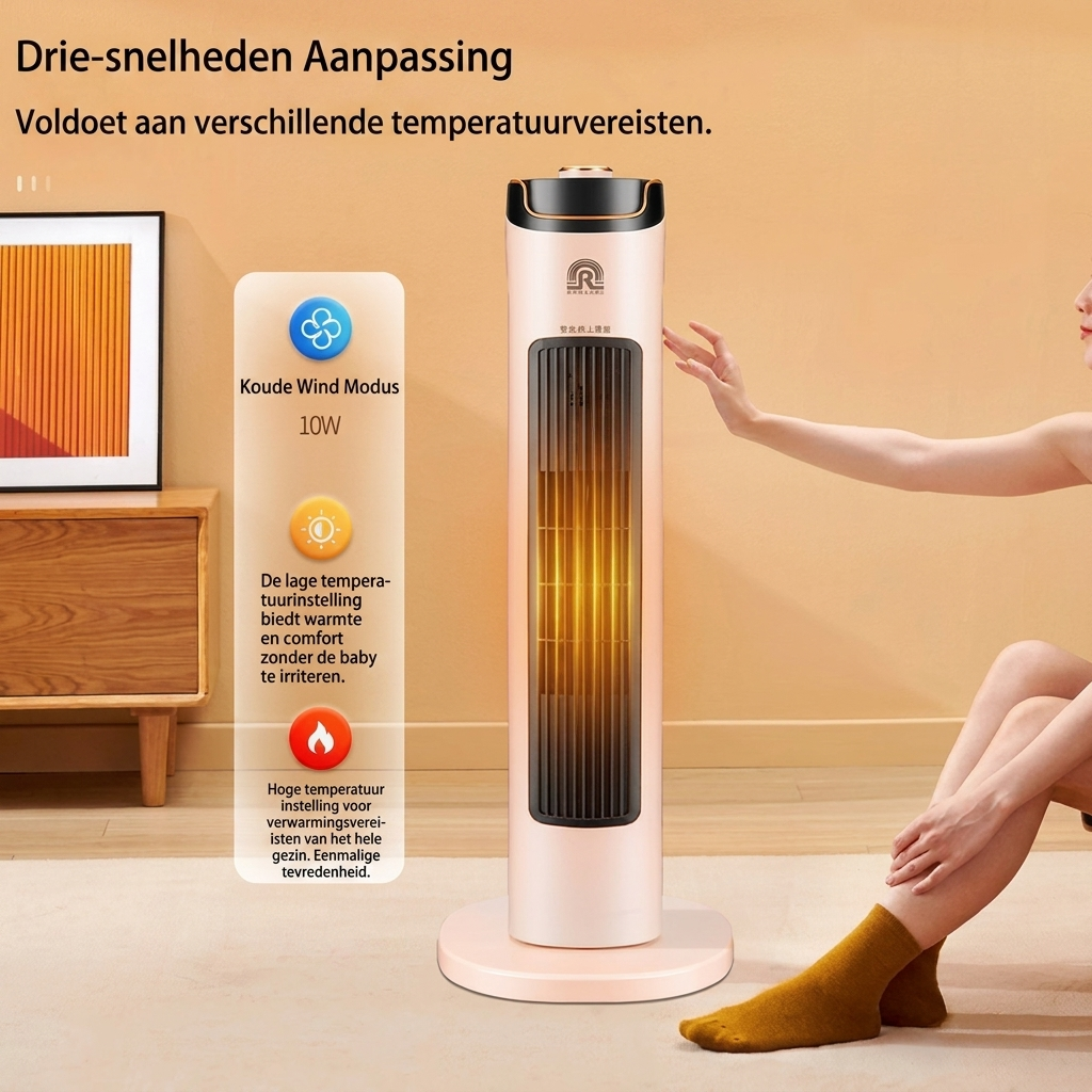 Draagbare verticale ventilator met directe verwarming