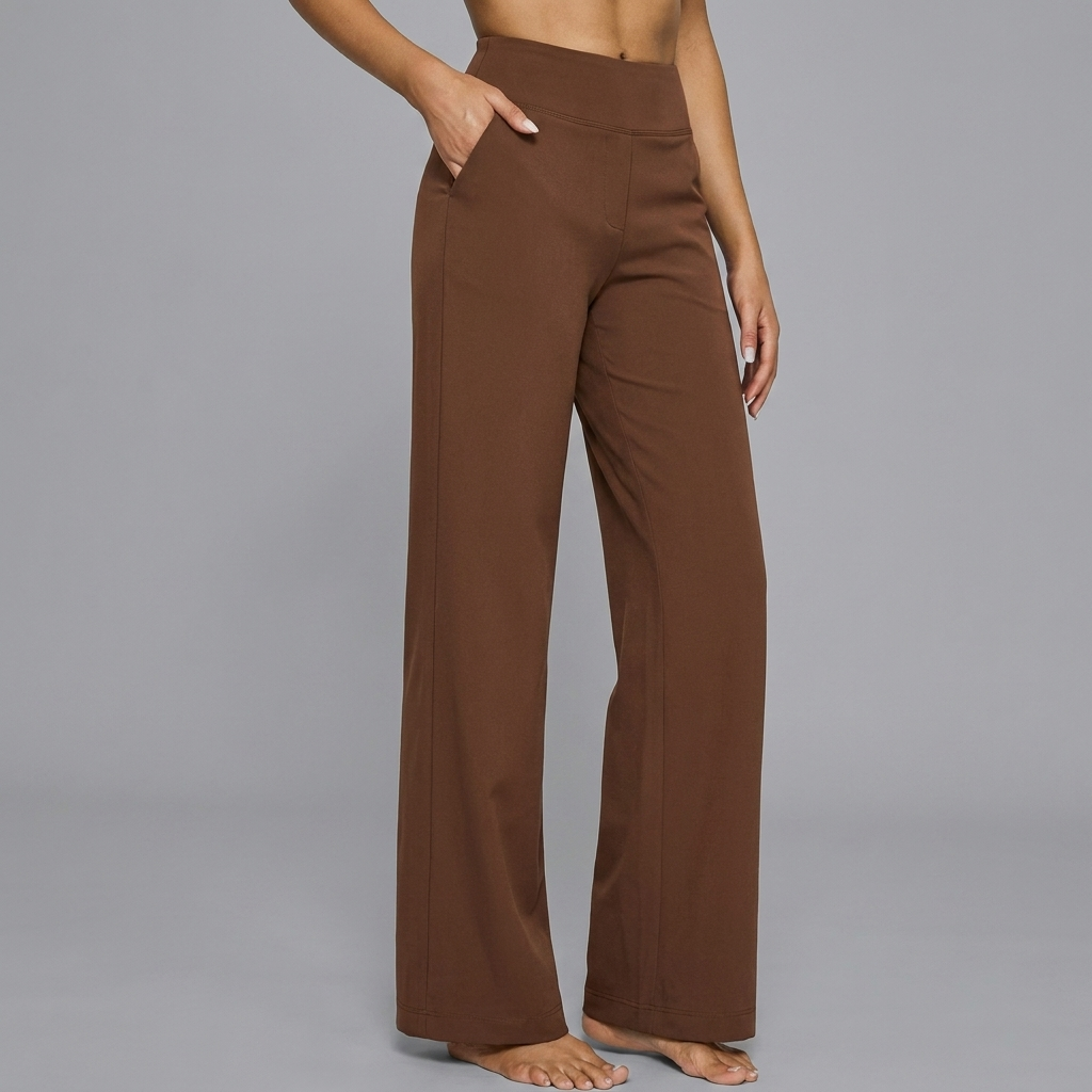 Dames Gebreide Broek met Hoge Taille en Rechte Pasvorm