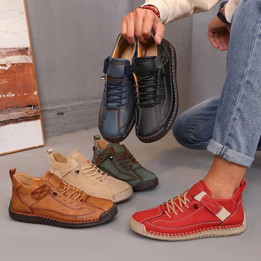 Dames Leren Casual Laarzen met Kleurencombinatie en Comfortabele Pasvorm