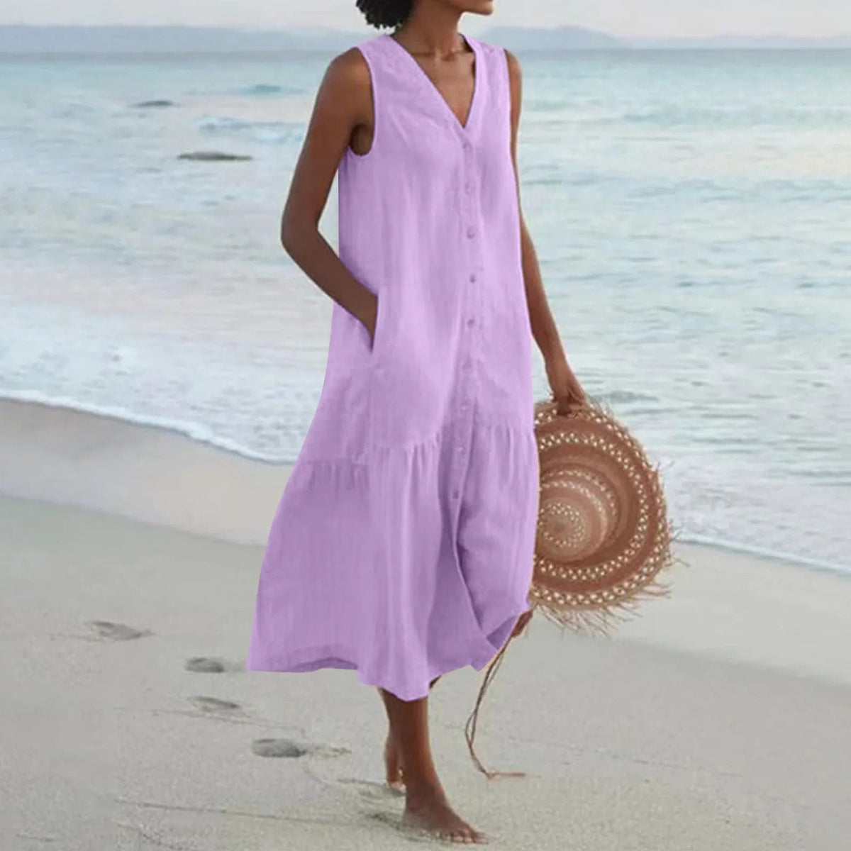 Zomerse Jurk voor Dames – Mouwloze Casual Vakantie Jurk