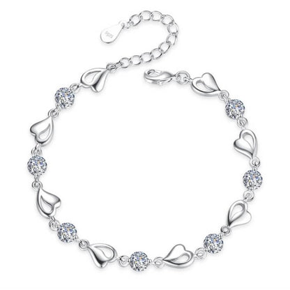 Zilveren Hartvormige Armband - Eloria