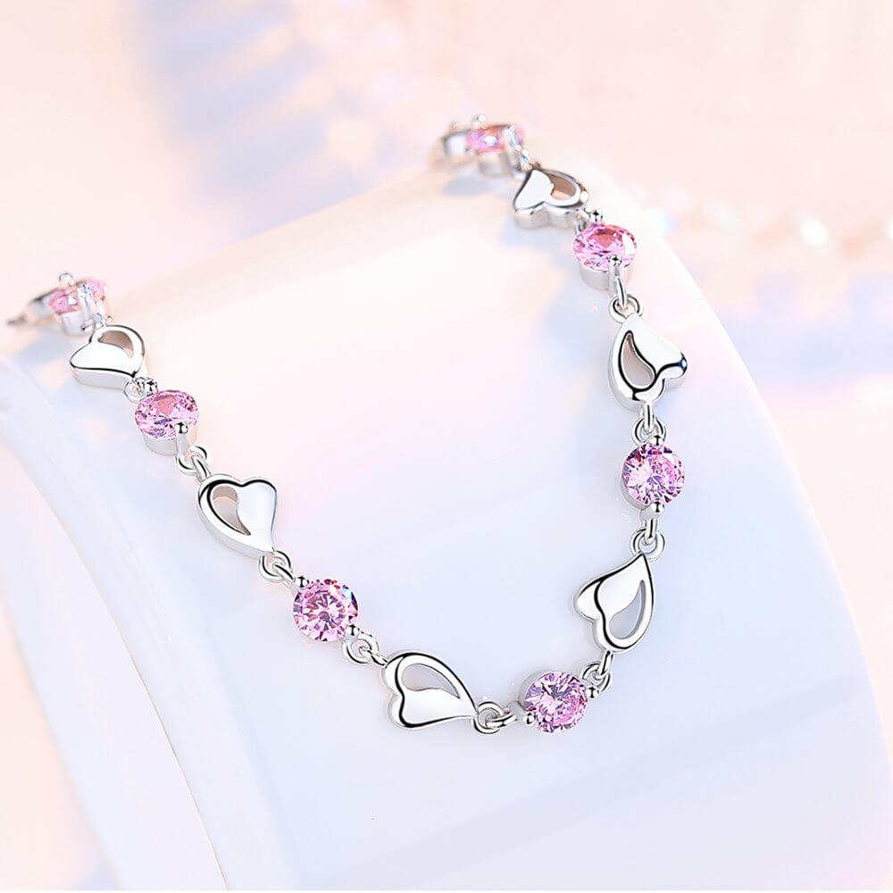Zilveren Hartvormige Armband - Eloria