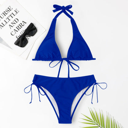 Sexy effen kleur bikinibadpak met bandjes