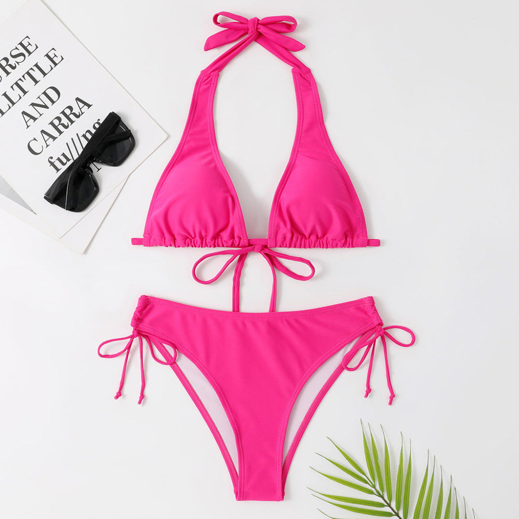 Sexy effen kleur bikinibadpak met bandjes