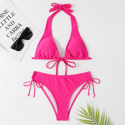 Sexy effen kleur bikinibadpak met bandjes