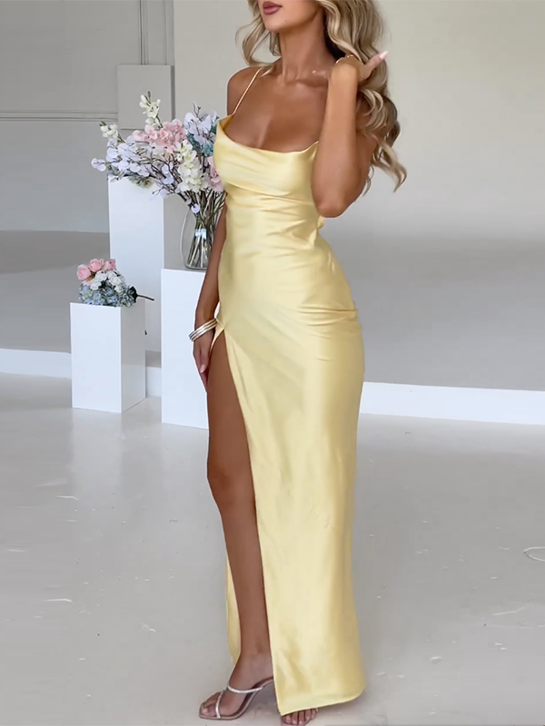 Effen Maxi-jurk met Zijsplit – Nayla