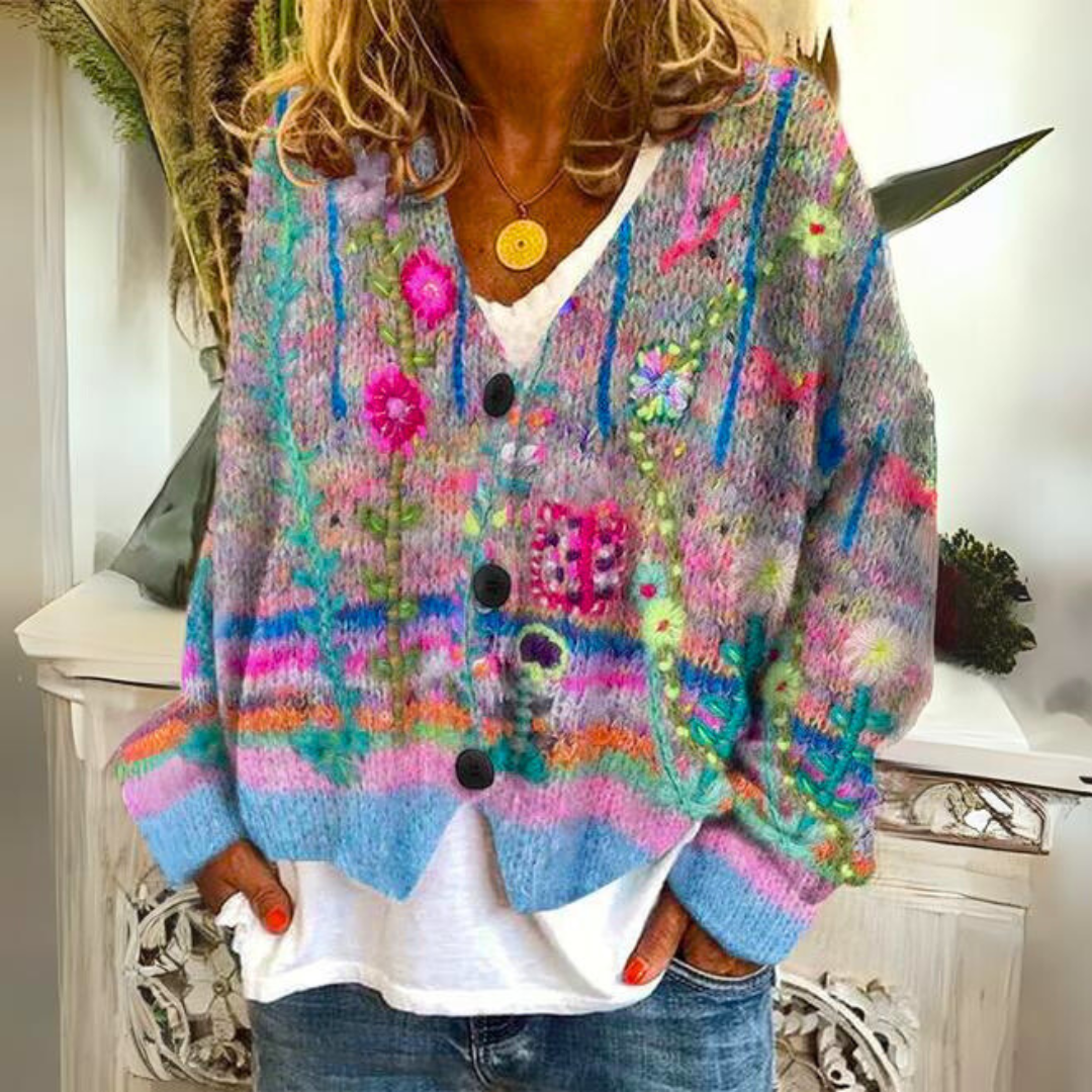 Warme Damescardigan met Print – Liv
