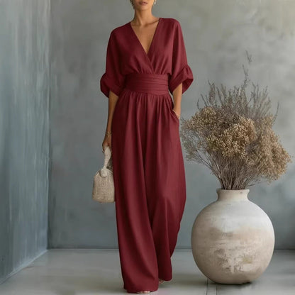 Zomerse casual jumpsuit met V-hals