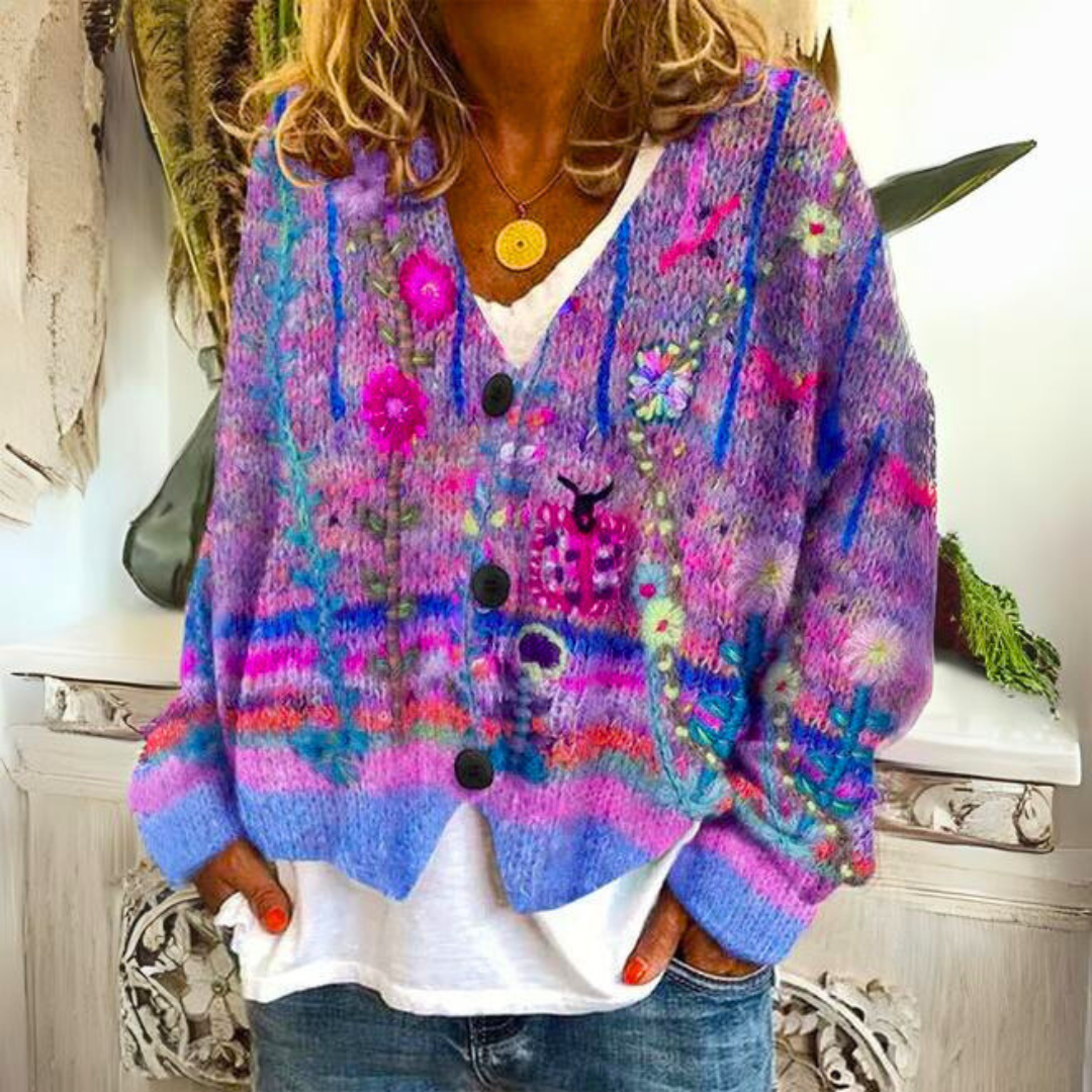 Warme Damescardigan met Print – Liv
