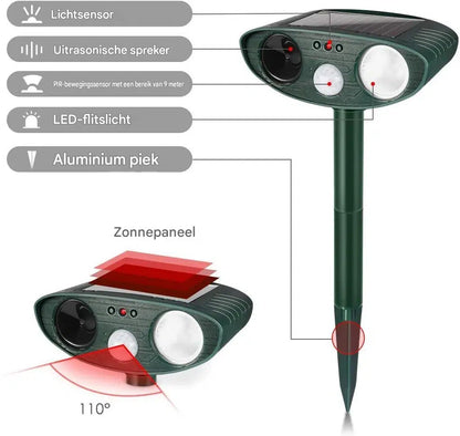 Solar ultrasone hertenverjager voor de tuin