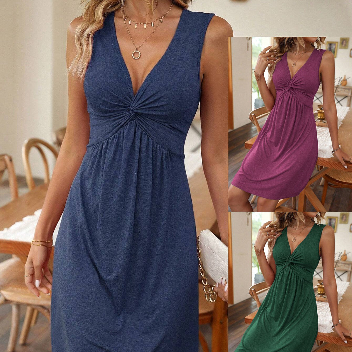 Damesjurk met geplooide taille