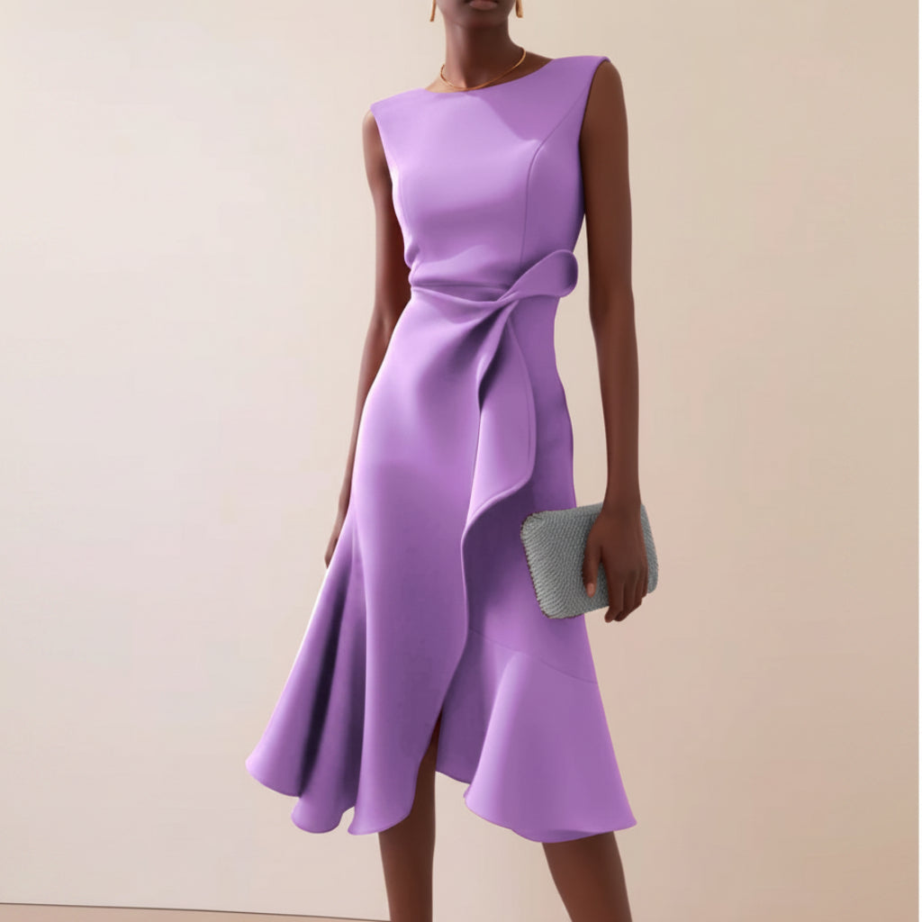 Mouwloze midi-jurk voor dames met strik