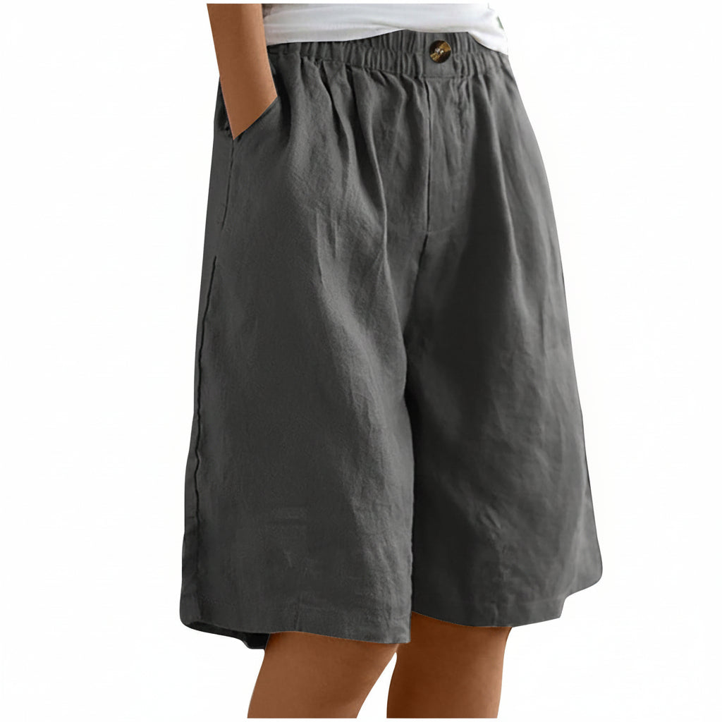 Dames Katoen & Linnen Cropped Shorts — Losse High Waist Zomershort