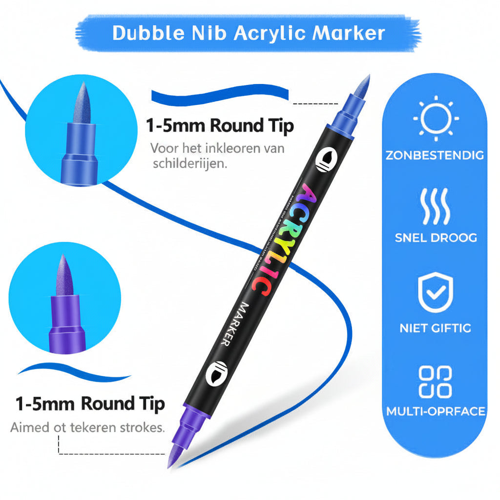 Dubbelzijdige Twee-kleur Acryl Markeerstift