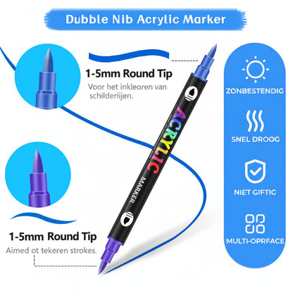 Dubbelzijdige Twee-kleur Acryl Markeerstift