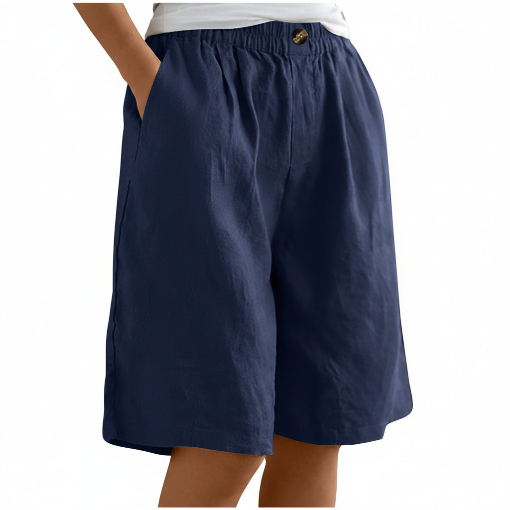Dames Katoen & Linnen Cropped Shorts — Losse High Waist Zomershort