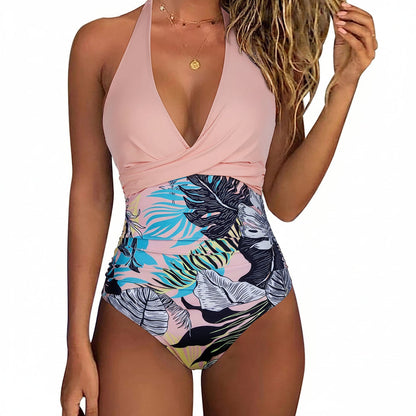Luipaardprint Badpak - Sexy V-Hals Eendelig Zwempak voor Strand & Zomer