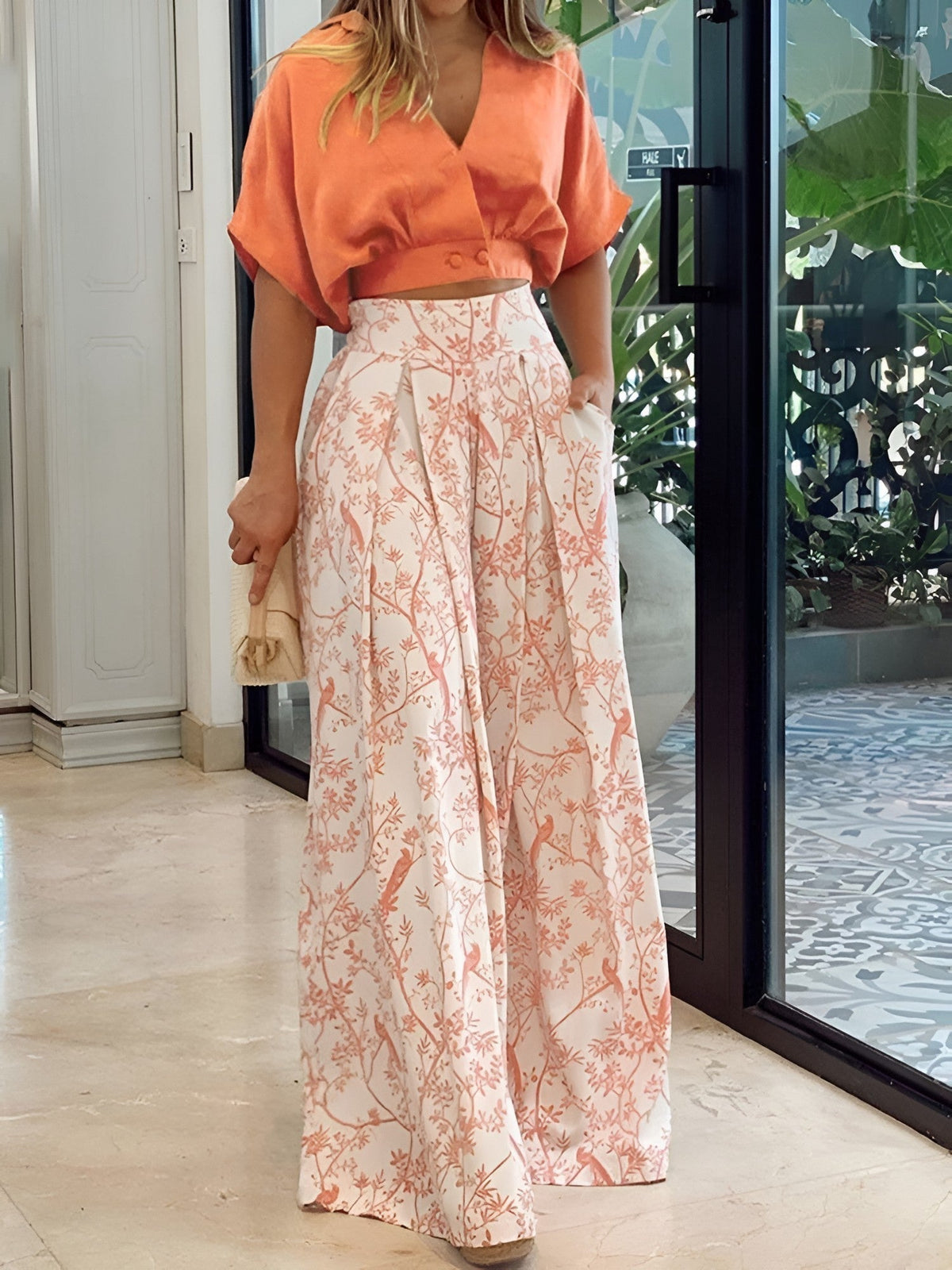 Tweedelige Zomerset met Losse Blouse en Wijde Broek – Élise