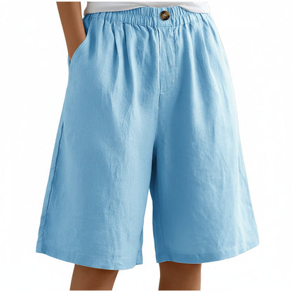 Dames Katoen & Linnen Cropped Shorts — Losse High Waist Zomershort