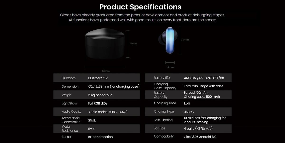 Air Pods With Light Control Bluetooth RGB Headphones