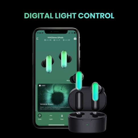 Air Pods With Light Control Bluetooth RGB Headphones