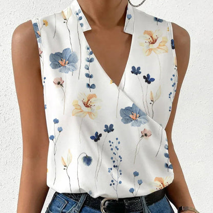 Mouwloze damesblouse met V-hals - Lindsay