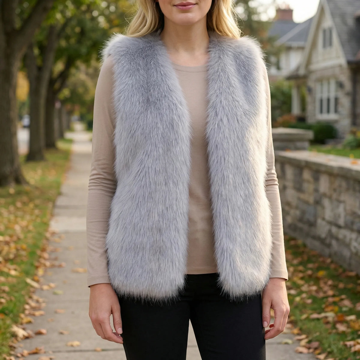 Mouwloze kunstbontgilet - Elaine