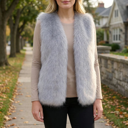 Mouwloze kunstbontgilet - Elaine