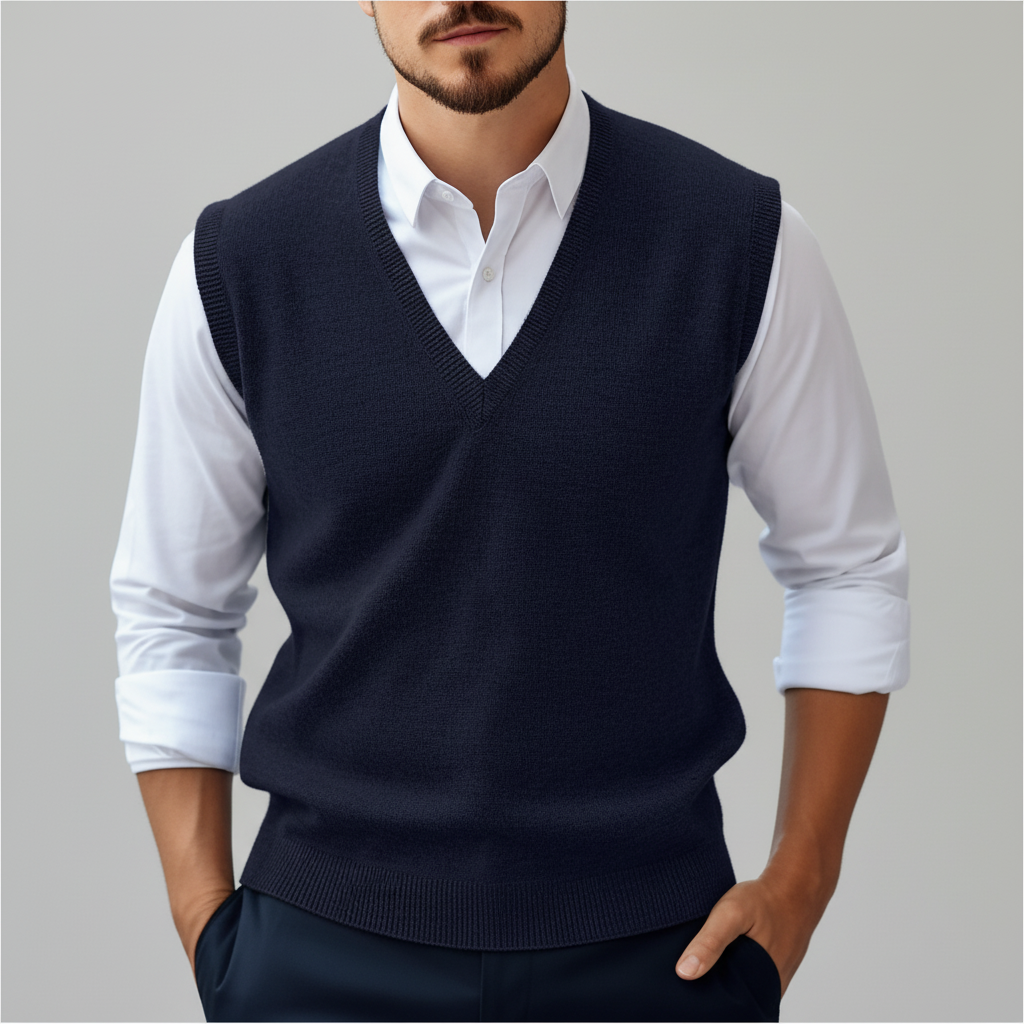 Mouwloos Gebreid Katoenen Gilet - Bobby