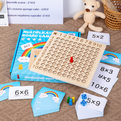 Houten multiplicatiespel voor kinderen met leerkaarten – Maximo