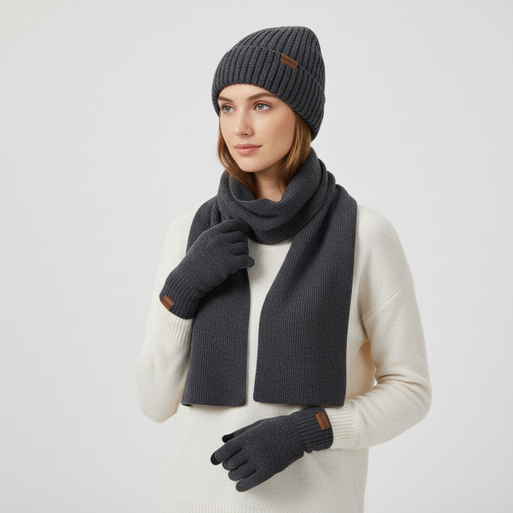 Drieledig Gebreid Winteraccessoire Set - WarmTrio