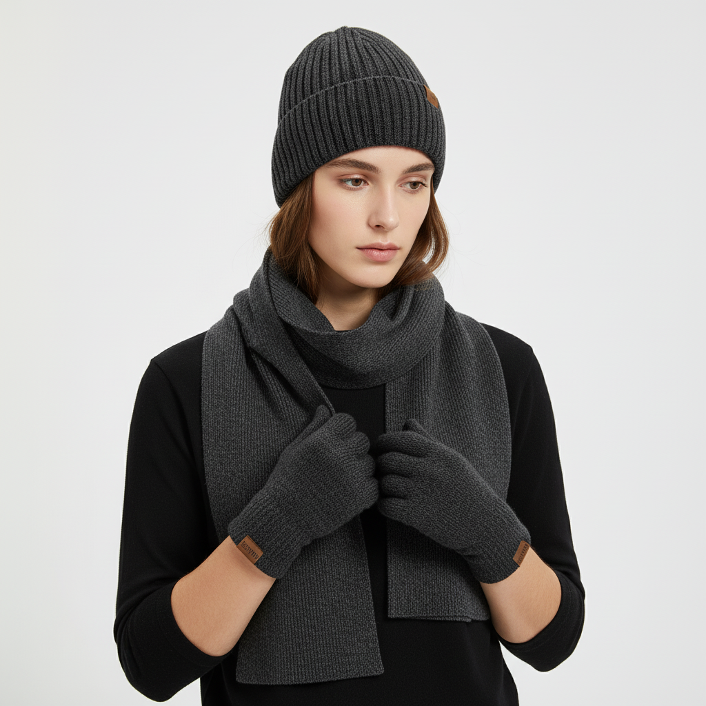 Drieledig Gebreid Winteraccessoire Set - WarmTrio