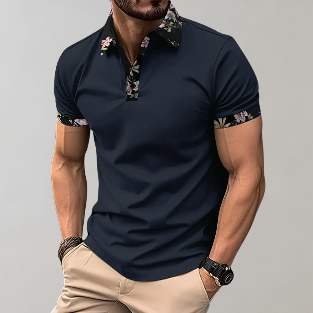Heren Polo met Subtiele Print - Noah
